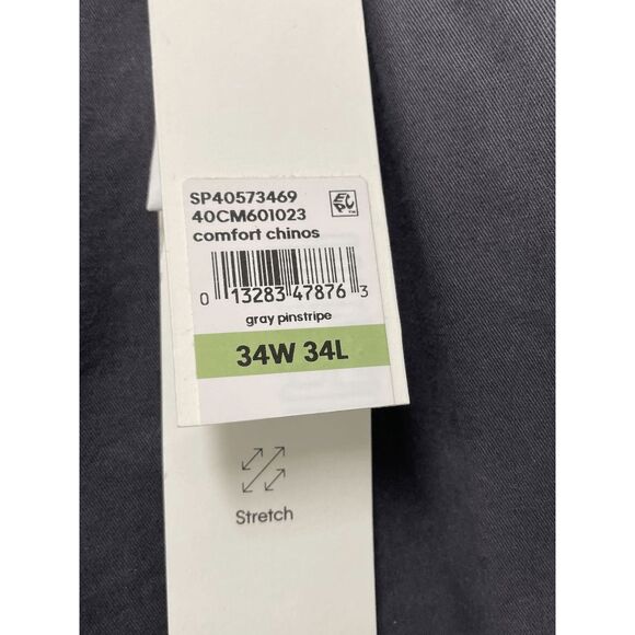 Calvin Klein Men's Straight Fit Stretch Chino Pants - Gray Pinstripe 34W X 34L - Picture 4 of 4